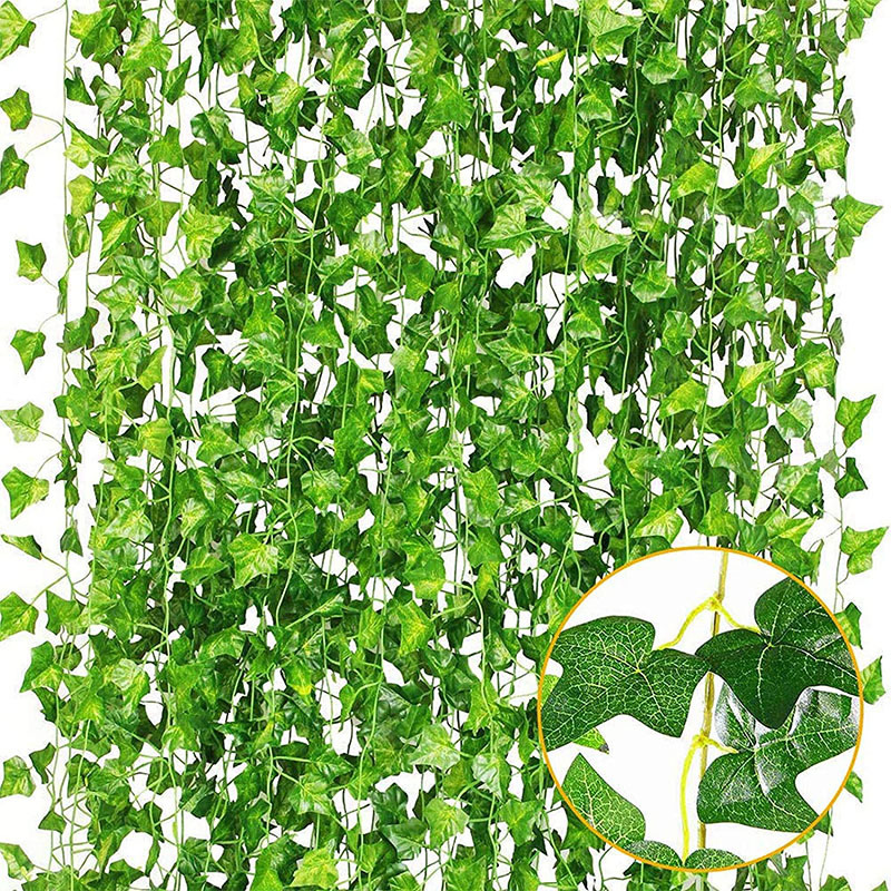 Decoración de hoja de uva artificial hoja falsa hoja verde escalada Tigre verde rábano hoja ratán techo hoja planta flor Vid al por mayor