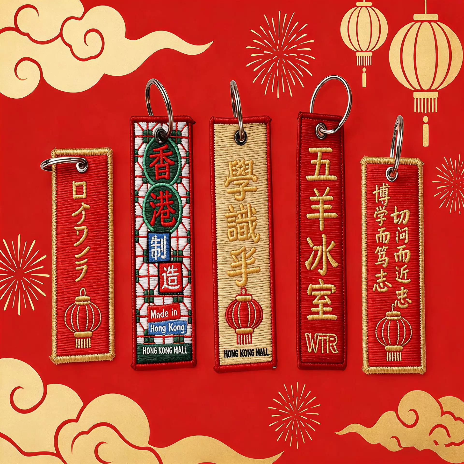 工厂批发刺绣钥匙扣 平绣立体绣工艺跨境企业礼品刺绣钥匙扣布贴