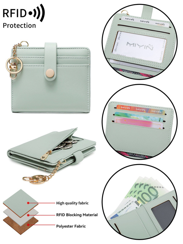 女性超薄型二つ折り財布 RFID ブロッキング多機能クレジットカードバッグシンプルなコンパクトポータブル学生小銭入れ|undefined