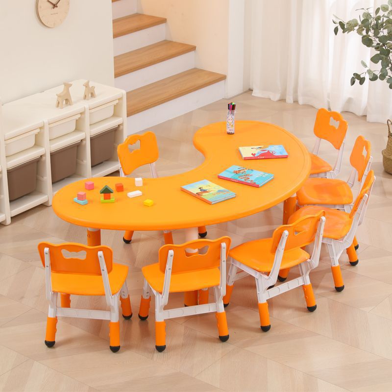 幼儿园桌椅儿童塑料桌子宝宝玩具学习桌子早教升降组合月亮桌厂家
