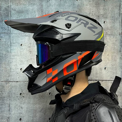 Full-Face Helmet for Men and Women: Motosiklet kaskı (dəbilqə) - matte-gray-track-with-666-color-mirrors-and-free-gloves-and-mask-s