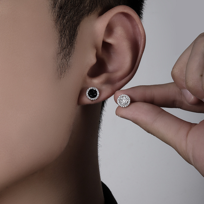 925 earrings men feel Ruffian handsome 2022 new trend simple personality temperament men's earrings earrings