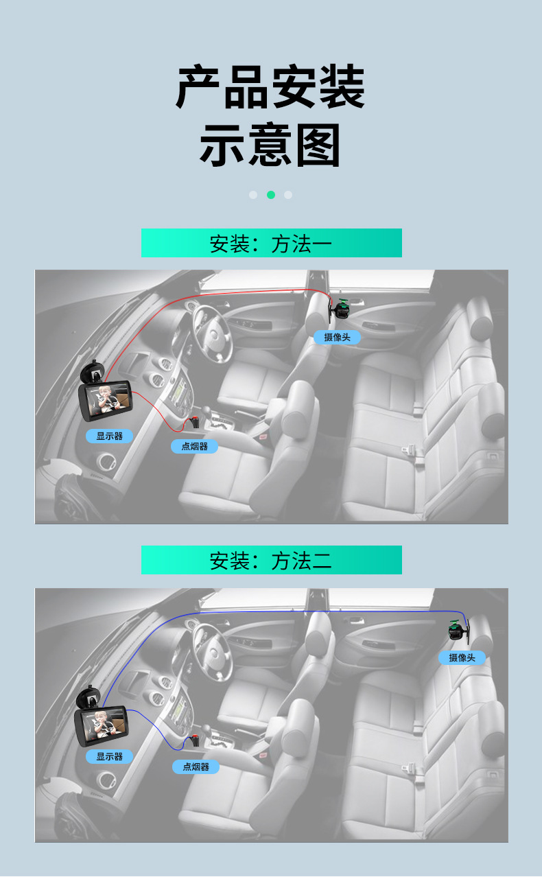 Car-Mounted Baby Monitor 4.3inch Suction Cup Display + Night Vision Camera for Rear Seat Monitoring