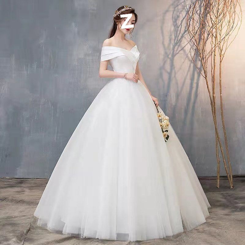 Off-Shoulder Light Wedding Dress 2025 New Korean-Style Bride Forest Simple Dress Petite Bold Source Manufacturer
