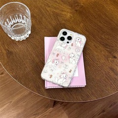 粉色暈染蝴蝶結瑪麗貓適用15ProMax新款iPhone14蘋果13手機殼12女