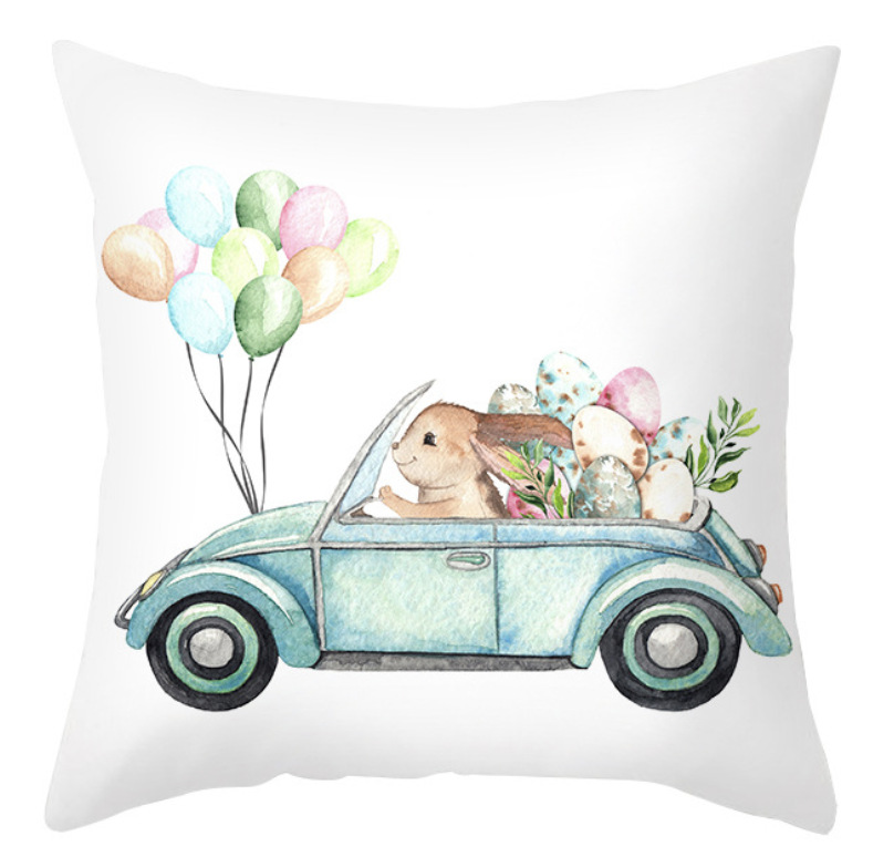 Amazon lino transfronterizo corto peluche conejo de Pascua acuarela guirlandas decorativas para el hogar almohadilla de almohada