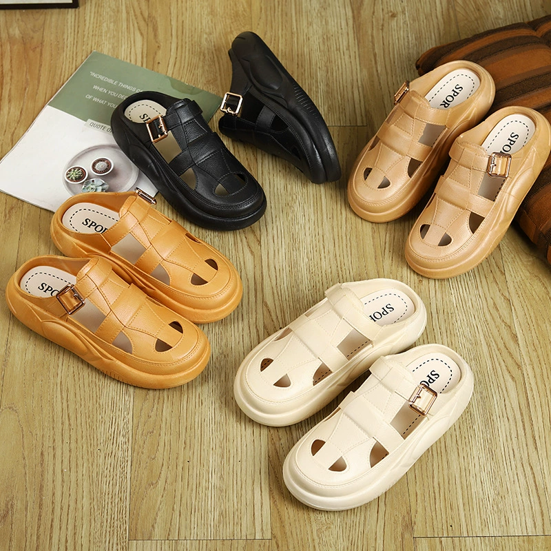 Женские тапочки Half-pack, в британском стиле, с закрытым носком, на толстой плоской подошве, удобные, популярные, модные, в стиле «ленивый шик», вдохновленные Chanel, для ношения на улице.