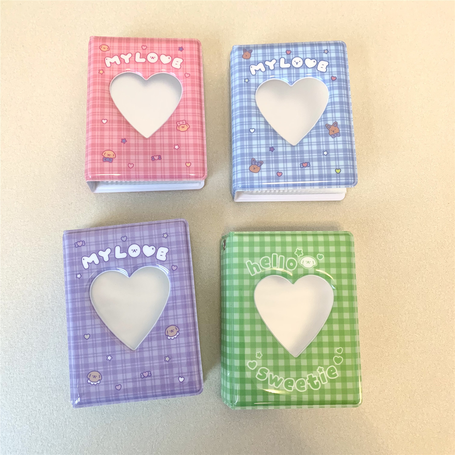 INS estilo lindo perro conejo Plaid 3 pulgadas Polaroid mini álbum Star-Chasing aidou pequeño libro de almacenamiento de libros de tarjetas