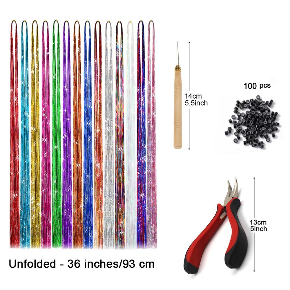 Extensiones transfronterizas de cabello tinselhair láser PET oro cabello conjunto de cabello de cebolla brillante peluca colorido fantasía