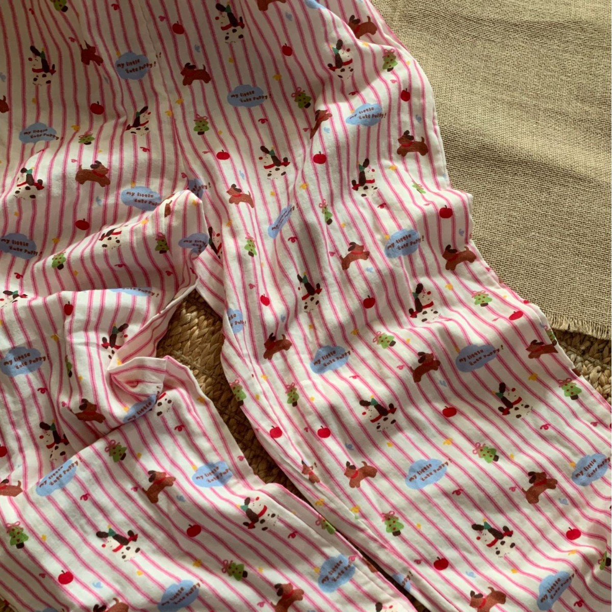 (2개) 새로운  코튼 더블 레이어 원사 2024 가을 겨울 신상품 느긋하고 편안한 포켓 파자마 홈바지 외부 착용 가능