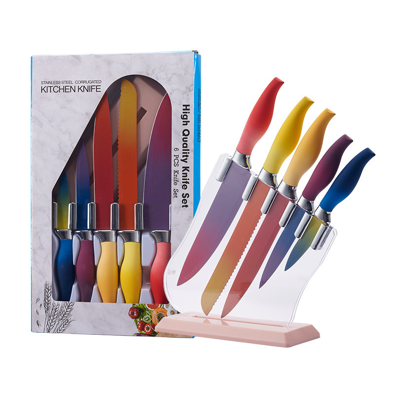 Cuchillo de cocina cuchillo con cuchillo de pan cuchillo de frutas cuchillo de color de seis piezas