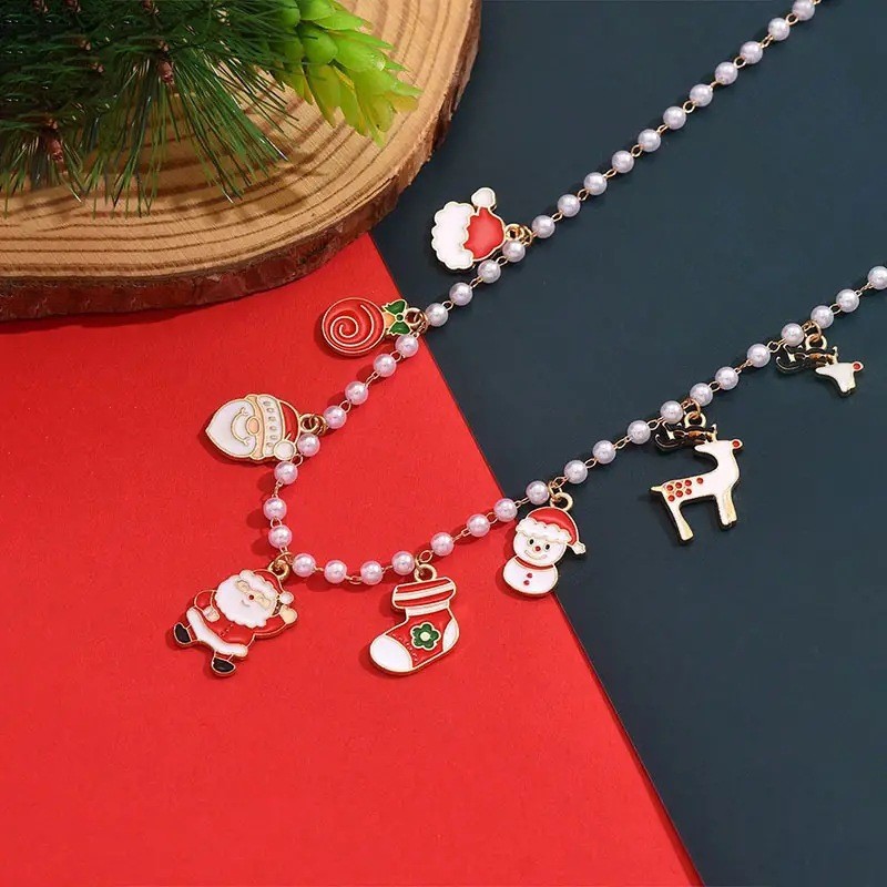 Cute Cartoon Stringed Pearls Clavicle Chain Female