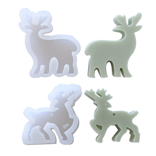Christmas Elk Candle Silicone Mold Christmas Deer Sika Deer Aromatherapy Plaster Ornament Animal Glue Mold