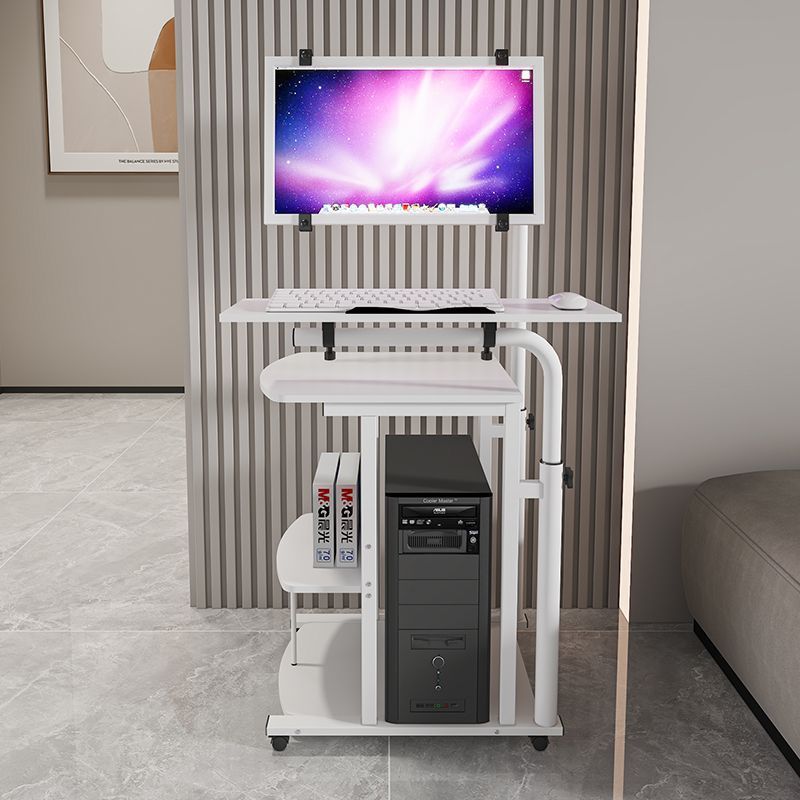 懸浮電腦桌台式家用床邊桌直播桌子移動電腦桌帶輪升降旋轉電腦桌