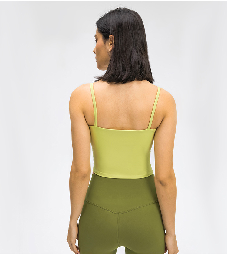 solid color crop with chest pad yoga camisole NSDQF127352