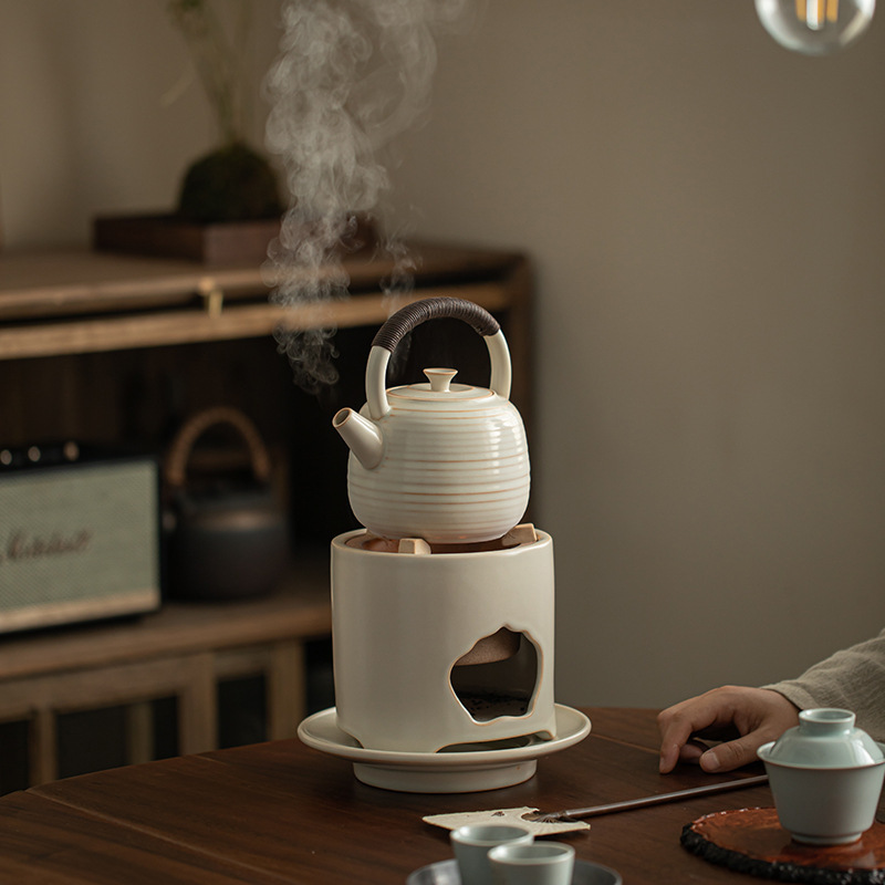 Stoneware open fire charcoal fire tea boiling alcohol stove base soda glaze lifting beam side handle ceramic pot kettle stove kettle Stoneware open fire charcoal fire tea boiling alcohol stove base soda glaze lifting beam side handle ceramic pot kettle stove kettle