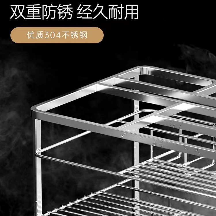 Gabinete de cocina de acero inoxidable 304, cesta de sazonador de doble capa tipo cajón, riel deslizante para sazonador, cesta de almacenamiento para tazones, fábrica.