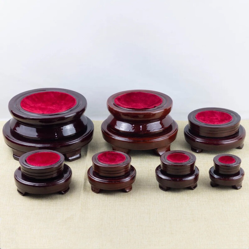 Round Rotating Crystal Ball Base Wooden Showcase Home Office Decorations Bottom Showcase Ornaments Wooden Holds
