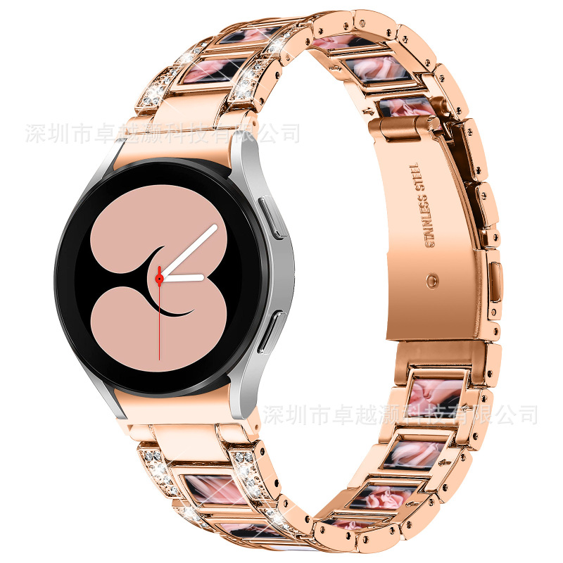 Suitable for Samsung watt4 strap Galaxy watt4 special interface stainless steel diamond resin strap
