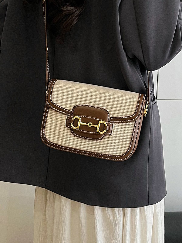 Bolso de silla de montar exquisito a juego de color retro para mujer 2025 transfronterizo nuevo bolso de mensajero de hombro casual de moda de alta calidad