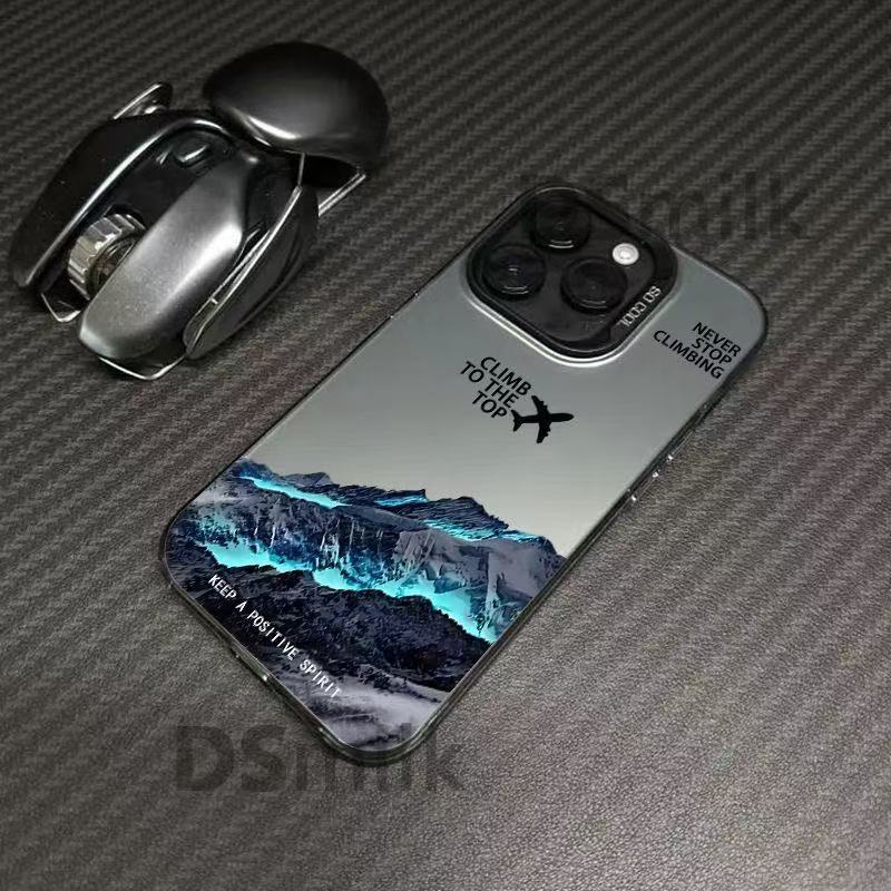 飛行機と山々のデザインのApple 17 Pro Max用スマホケース、個性的で元気なデザイン、iPhone 16/15/14/13対応、欧米風|undefined