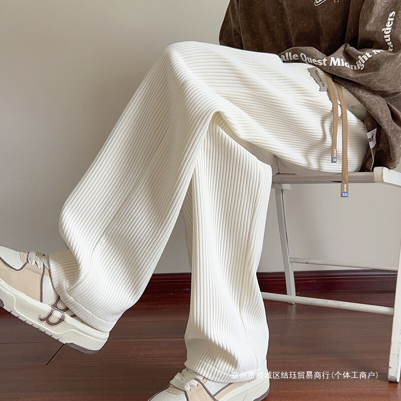 Cross-Border Export Export New Style Pinstripes Texture Casual Large Size Versatile Straight Pants for Men K1248