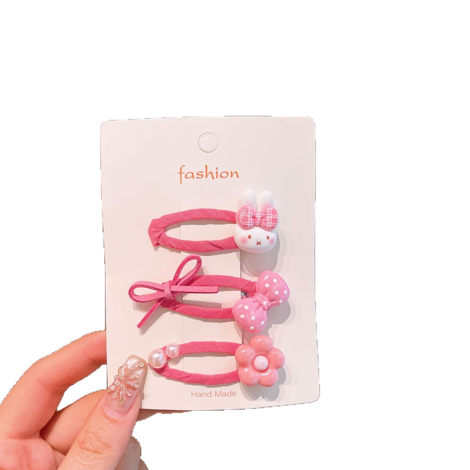 Clip BB para niños lindo cartón de dibujos animados tarjeta de cabello rosa no daña cabello frangeo cabello para niñas joyas de cabello para niñas