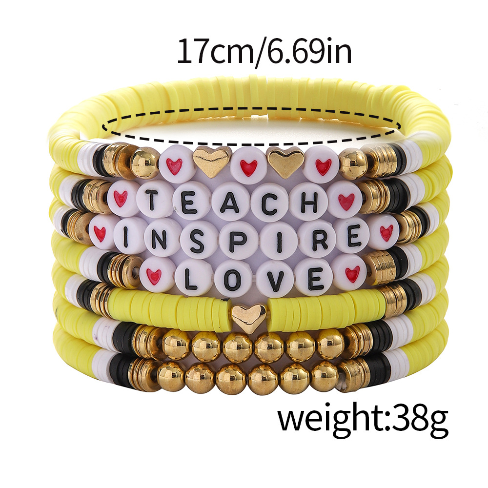 35g Weight CCB Pendant Material Bracelets Classification soft clay Chain Material 1 Set Quantity Holiday, Daily Occasion CCB, soft clay Material Teachers' Day Festival Letter, Heart Shape Pattern Women's Gender Casual, Simple Style Style Casual Simple Style Letter Heart Shape CCB Soft Clay Wholesale Bracelets 10