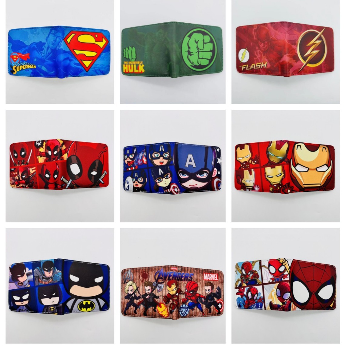 Superhéroe de dibujos animados anime periférico corto Niños estudiante masculino y femenino Cartera de dibujos animados cartera titular de la tarjeta