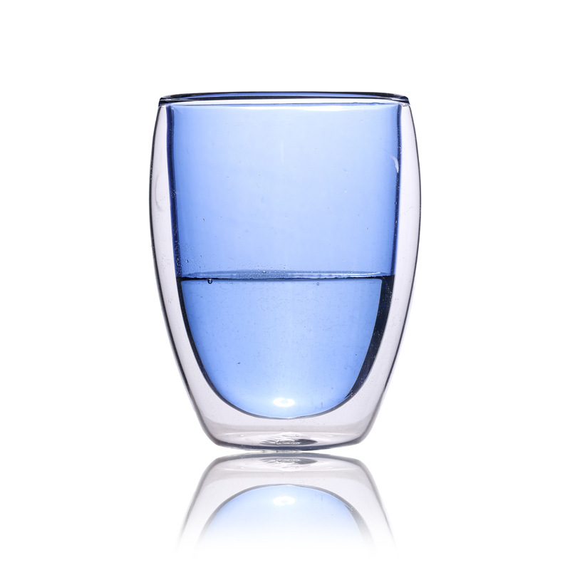 Copa de agua de vidrio color liner borosilicato vidrio taza de café casa creativa de doble capa taza personalizada