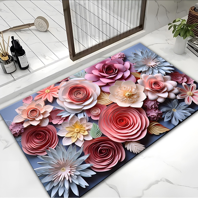 3d Illusion Bathroom Mat, Non-slip Soft Chenille Rug, Quick Dry_voghion.com