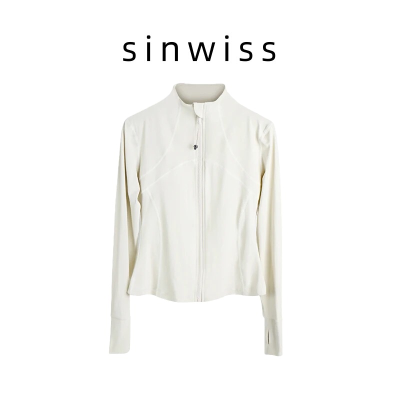Yoga Jacket Fitness Wear Slim Fit Sun Protection All-Season Slimming Four-Pocket Stand Collar Sports Long-Sleeve Casual Fitness