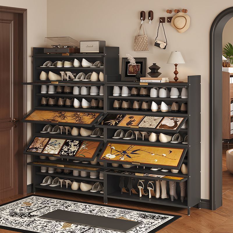 E6J Steel Shoe Cabinet Home Entrance Entrance Wall Antique Multi-Layer Storage Locker Shoe Rack Integrated Printing