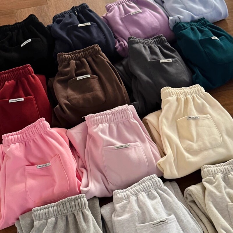 2026 Korean New Autumn and Winter Sports Jogger Casual Pants Slimming Warm Versatile Loose Fashion Sweatpants Fleece-Lined for Women