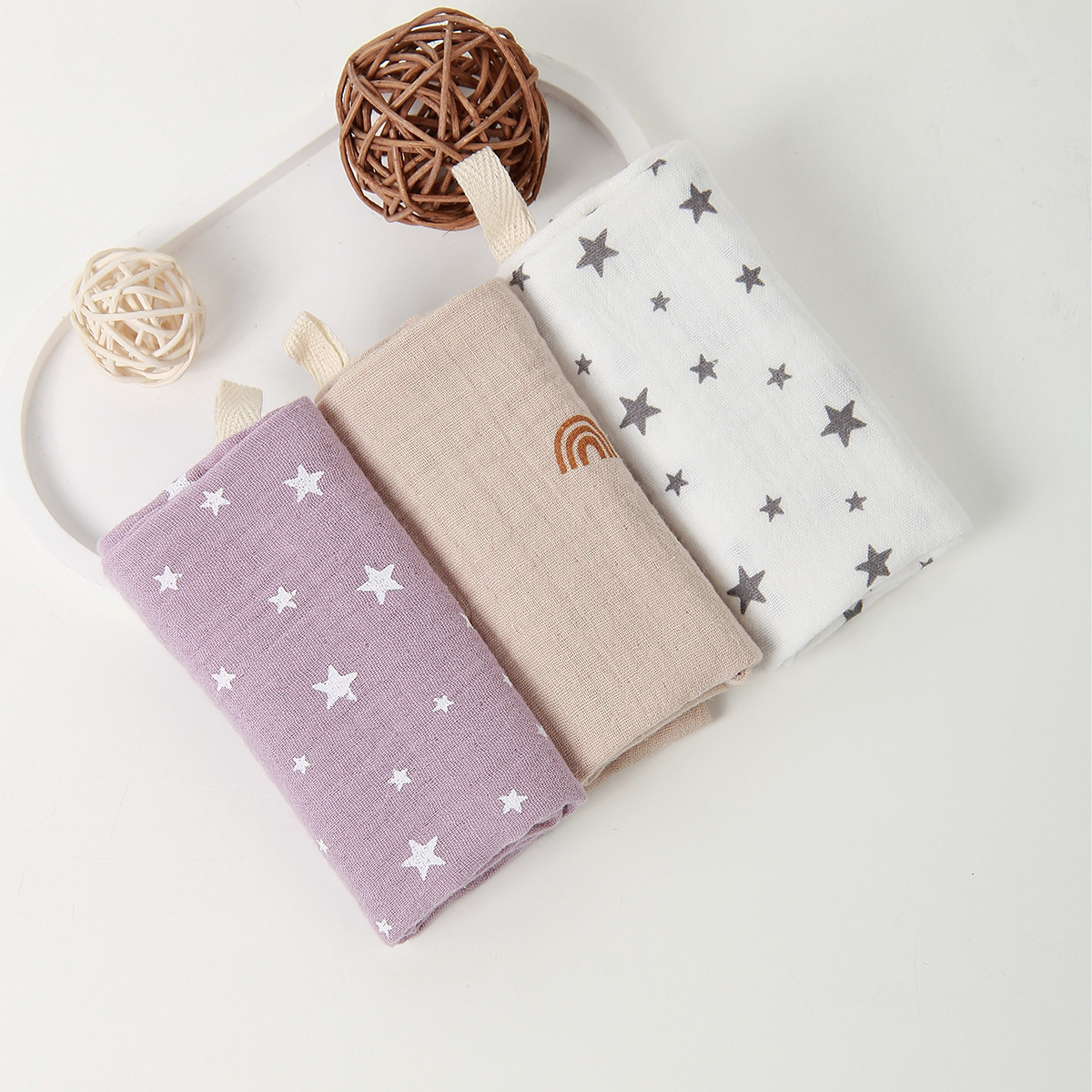 Toallitas cuadradas de gasa de algodón de 4 capas para bebés, para babas, limpieza facial, alimentación, pañuelo