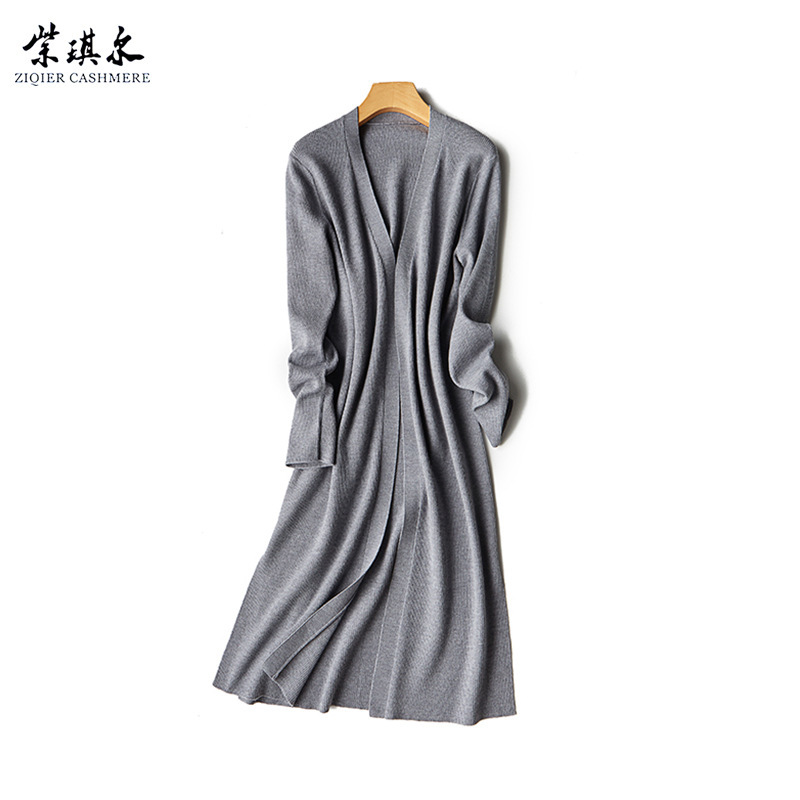 Early autumn worsted 100 pure cashmere sweater dress women's pit long cardigan thin slimming long sleeve outerwear sweater