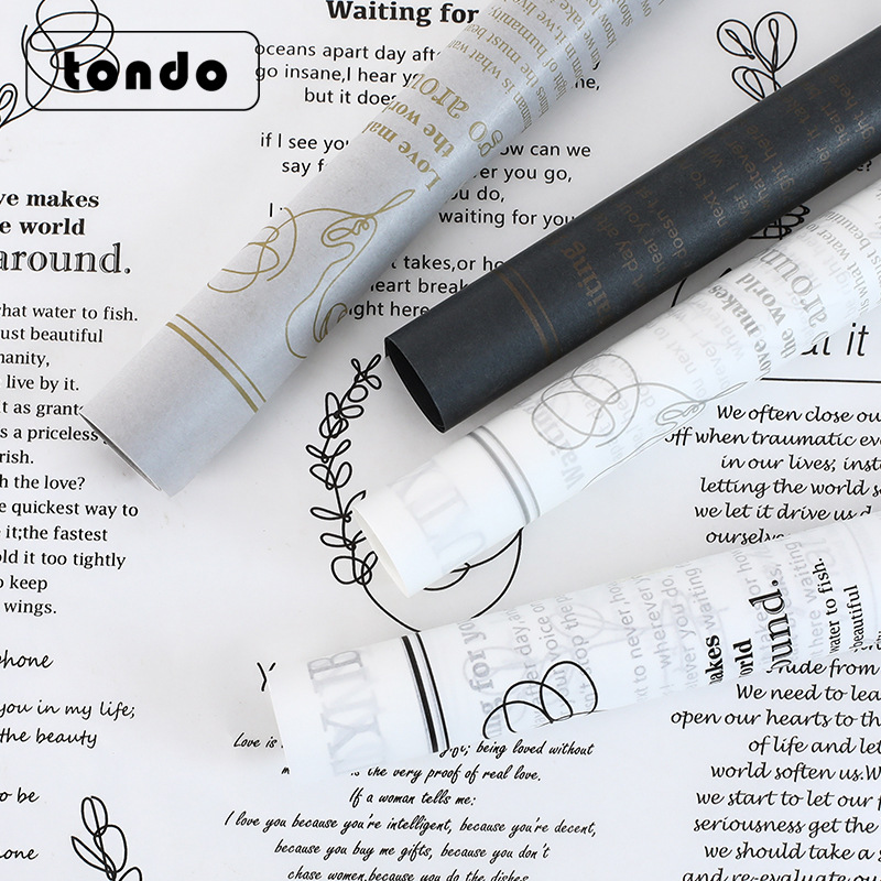 （清仓处理）鲜花包装材料莫兰迪英文雪梨纸包花纸鲜花包装纸