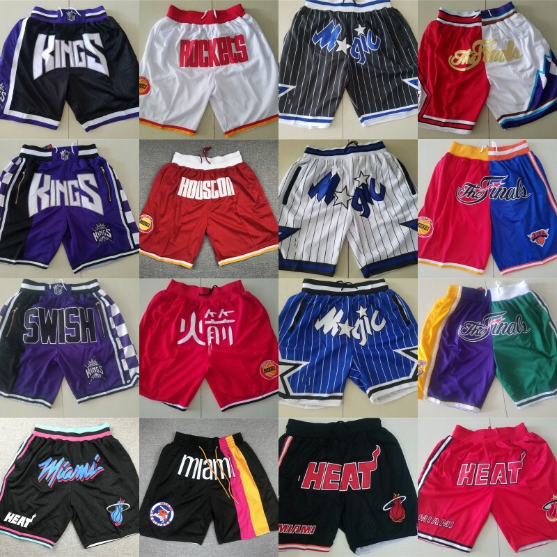 JD Dense Embroidered Shorts Magic Kings Rockets Heat Dense Embroidered Basketball Pants Champion Edition Stitching Pants