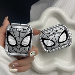Apple ワイヤレス Bluetooth ヘッドセット電気メッキシルバースパイダーマン airpods アニメ漫画かわいい保護ケースカバーに適しています