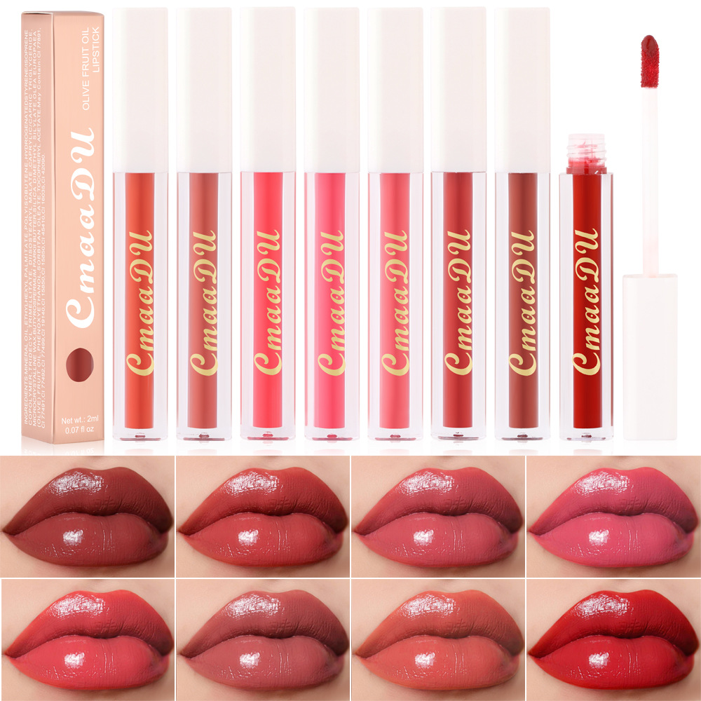Check it out! Link Disclaimer - Exclusive for Foreign trade :CmaaDu 8-color Lipstick Olive Cream Brightening Lip Gloss Application Scenario
