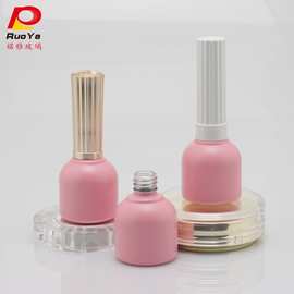 甲油胶玻璃瓶供应喷涂亮粉色不透光特色塑料盖美甲凝胶12ml分装瓶