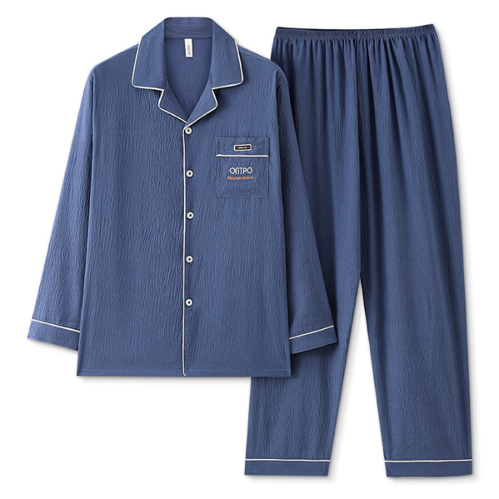 Comercio exterior transfronterizo primavera y otoño pijama de hombre nubes de algodón cardigan manga larga ocio suelto grande ropa de hogar