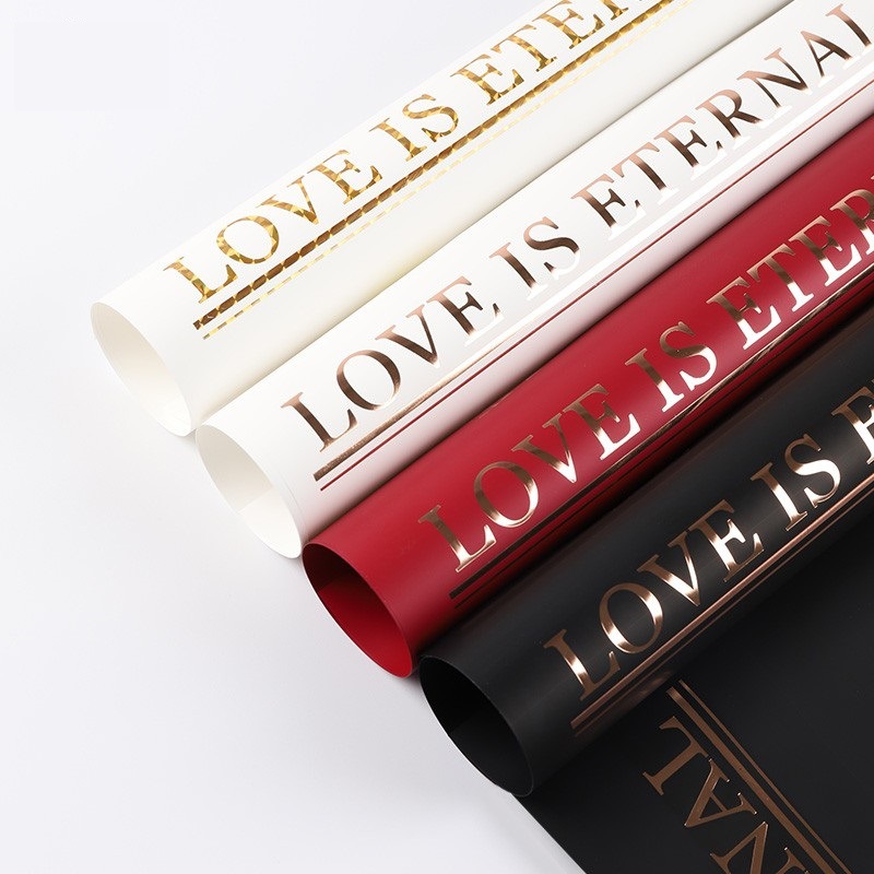 烫金贵族哑光膜防水加厚鲜包装纸英文高档包纸艺包装纸材料