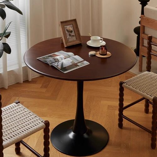 Nordic retro tulip walnut negotiation round round table home small apartment casual coffee balcony table