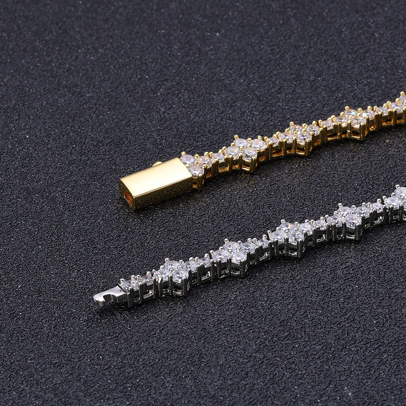 Rhombus Pattern Hip-Hop Rhombus Copper Diamond Zircon Unisex Necklace Men Chain Necklaces