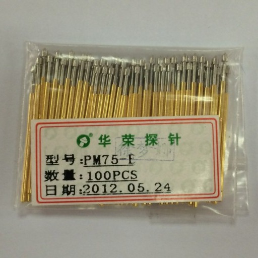 华荣探针 1.3弹簧测试针 PM75-E2 圆锥头镀镍 PCB板探针