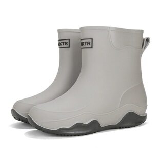 Short-Tube Rain Boots for Men and Women, Non-Slip, Waterproof, Korean-Style Rain Boots, Warm Rubber Shoes, Kitchen Work Shoes, Couple's Water Shoes, Women's Wear-Resistant