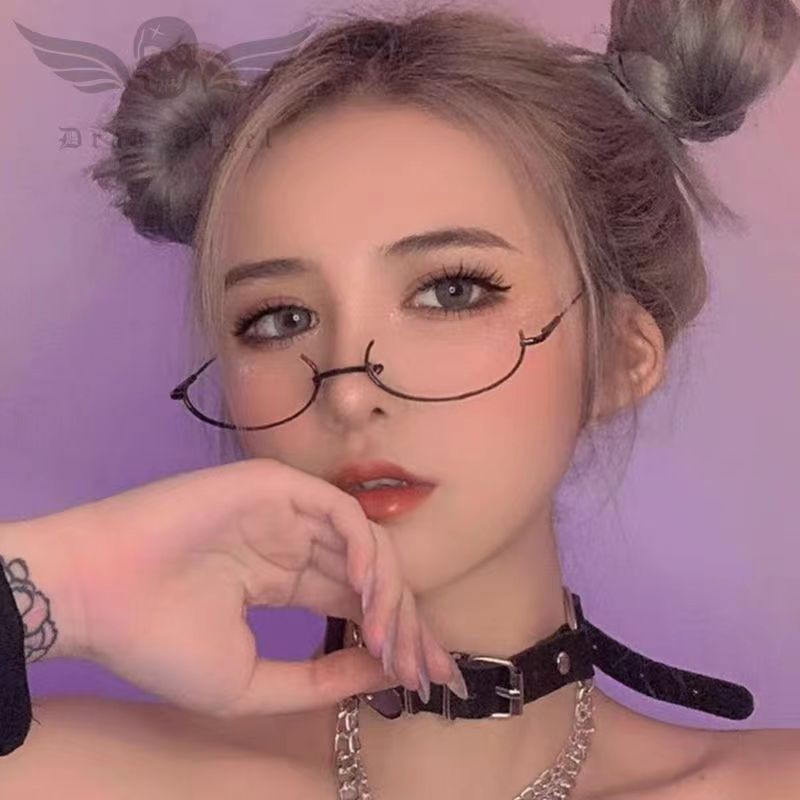 Lingerie uniform accessories eyeglass frame, social media star same style half-rim decorated glasses, anime-style glasses frame