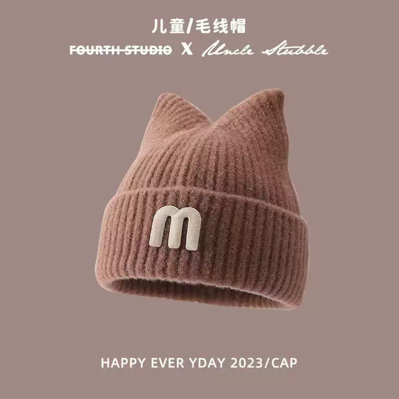 儿童帽子春秋季男女童针织毛线帽韩国秋冬款婴儿套头帽宝宝瓜皮帽