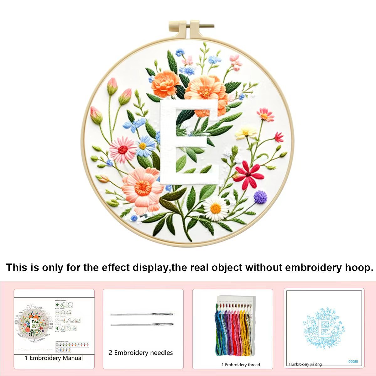 Hecho a mano flores y plantas europeas bordadas paquetes de materialdiy inglés 26 letras simple principiante nivel de bordado al por mayor